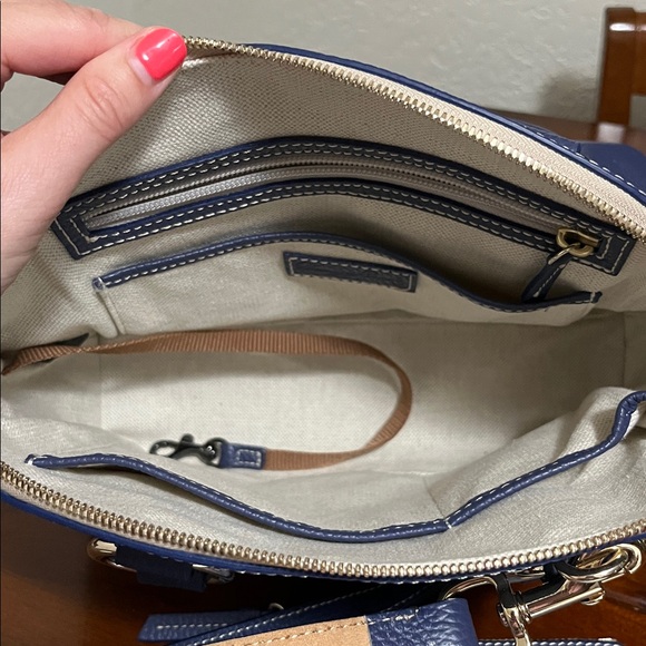 Dooney & Bourke Royal Blue Leather Satchel and Pouch - Picture 5 of 9